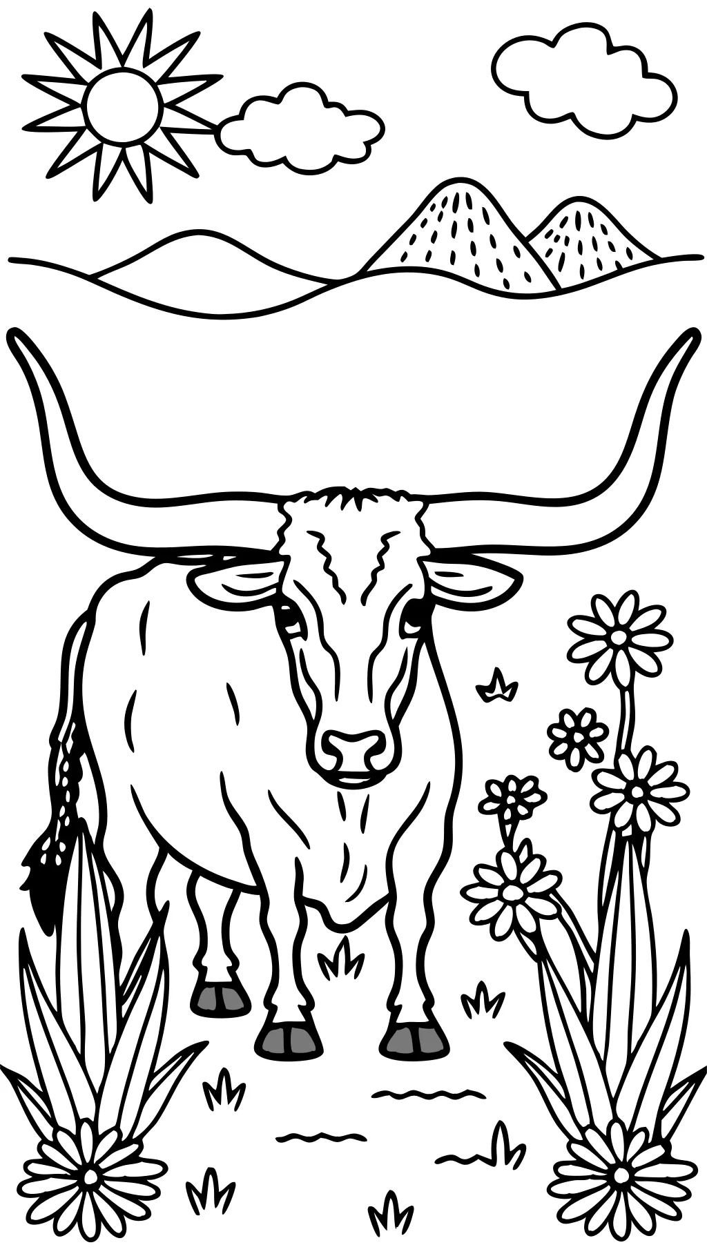 longhorn coloring page